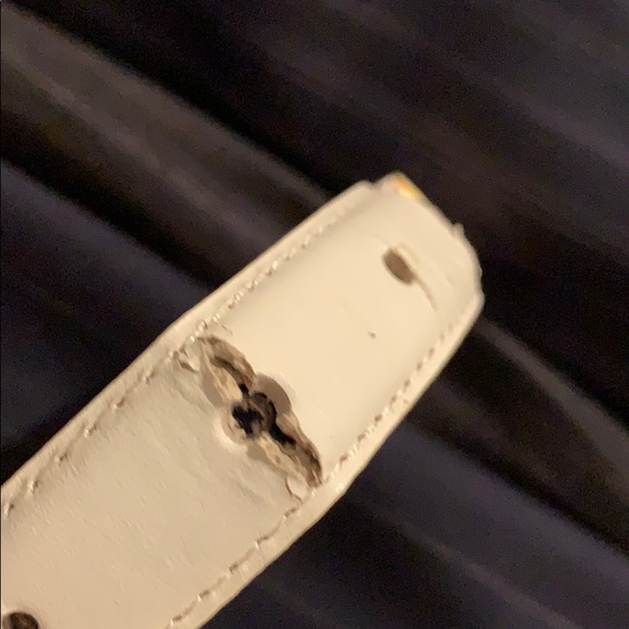 Cream leather belt gold/silver hardware size M - Picture 6 of 9